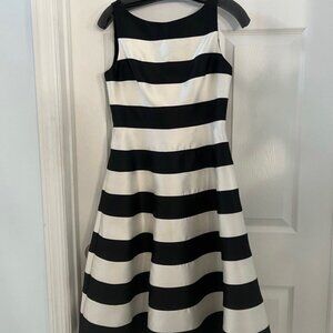 Adrianna Papell midi dress black and white horizontal stripes sz 4